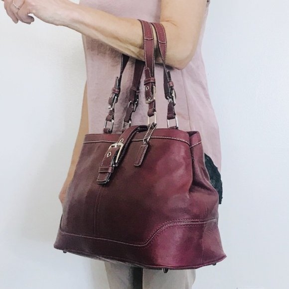 Coach Handbags - COACH Hamilton Burgundy Dark Bordeaux Red Wine Leather Bag #G0820 F12603